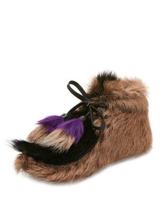 prada fur tassel self tie boot|Shoes .